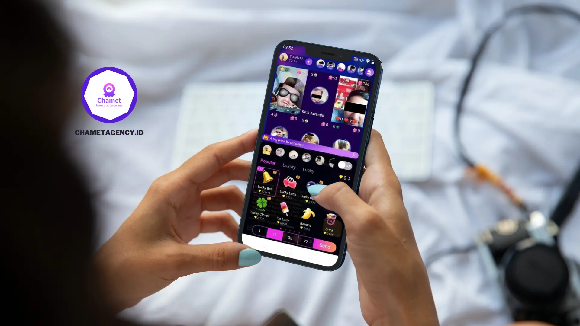 Chamet app logo and interface.